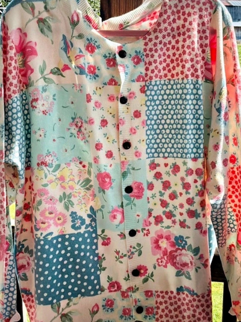 Floral Patchwork Cardigan Pink Blue 2XL New without tags.